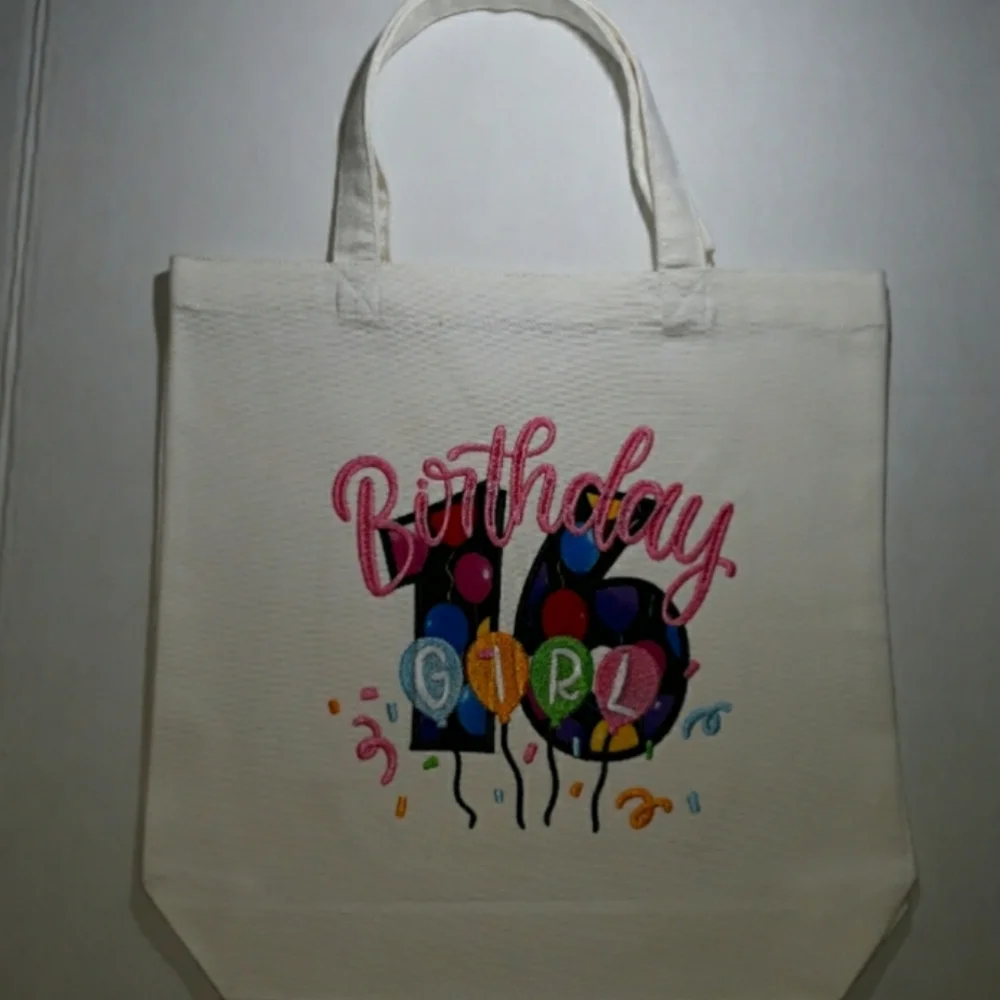 (New) Birthday Girl Embroidered Tote